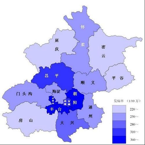公布北京市癌症地图朝阳区发病率高